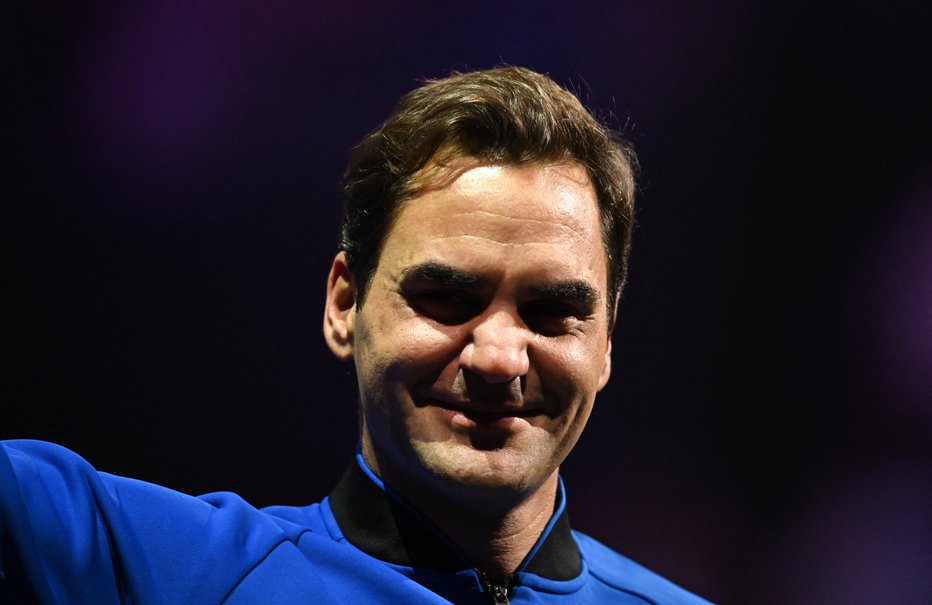 Fotografija: Roger Federer v večeru slovesa ni skrival čustev. FOTO: Dylan Martinez/Reuters
