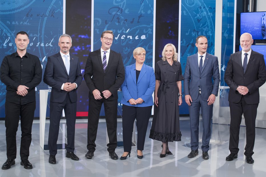 Fotografija: Soočenje predsedniških kandidatov v oddaji Tarča na RTV Slovenija. FOTO: Jure Eržen, Delo
