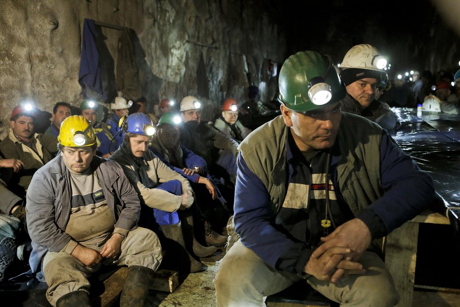 Fotografija: Stavka rudarjev v hrastniški jami leta 2014 FOTO: Jože Suhadolnik
