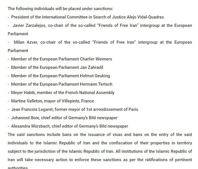 Seznam sankcij proti posameznikom. Na seznamu so napačno zapisali priimek Milana Zvera. FOTO: zaslonski posnetek
