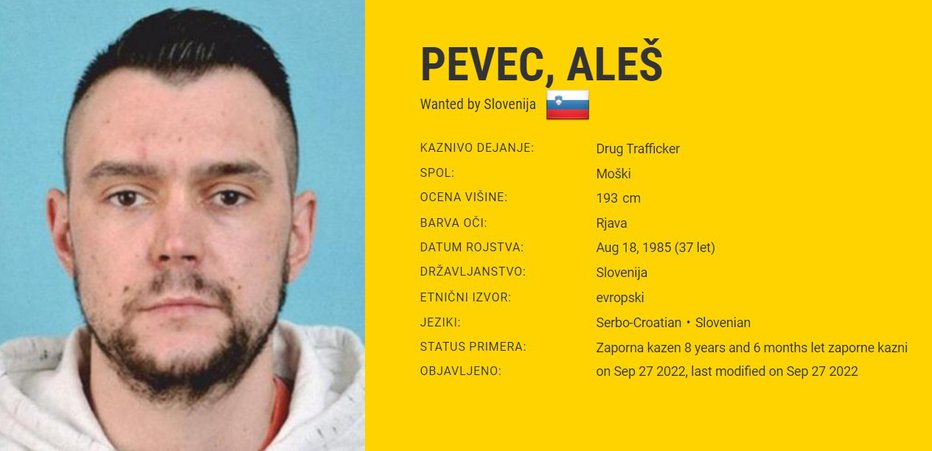 Fotografija: Aleš Pevec je med najbolj iskanimi prestopniki. FOTO: Zaslonski posnetek
