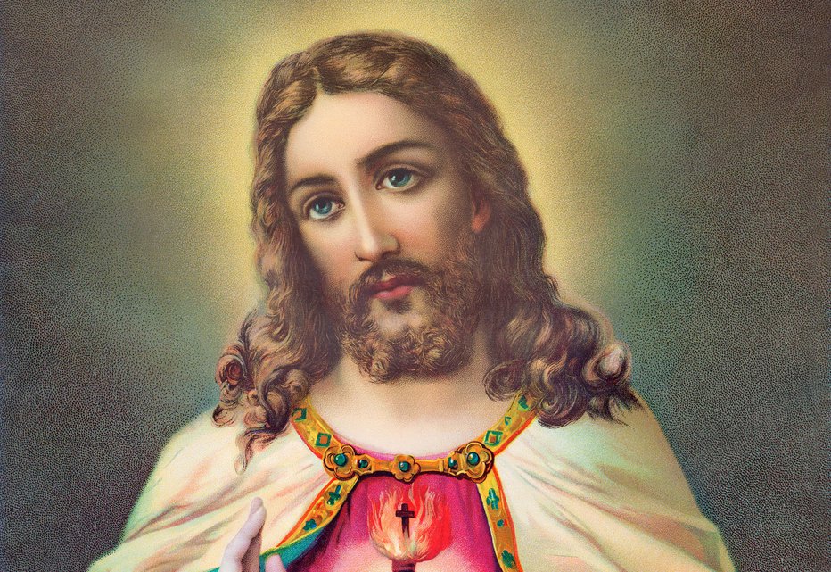 Fotografija: Tipična katoliška podoba Jezusa Kristusa iz 19. stoletja, avtor je neznan. FOTO: Sedmak, Getty Images
