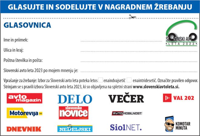 Glasovnica za slovenski avto leta 2023.
