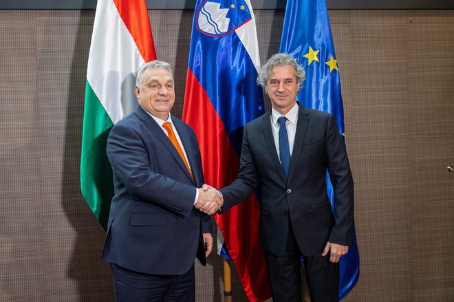 Madžarski in slovenski predsednik vlade. FOTO: Twitter
