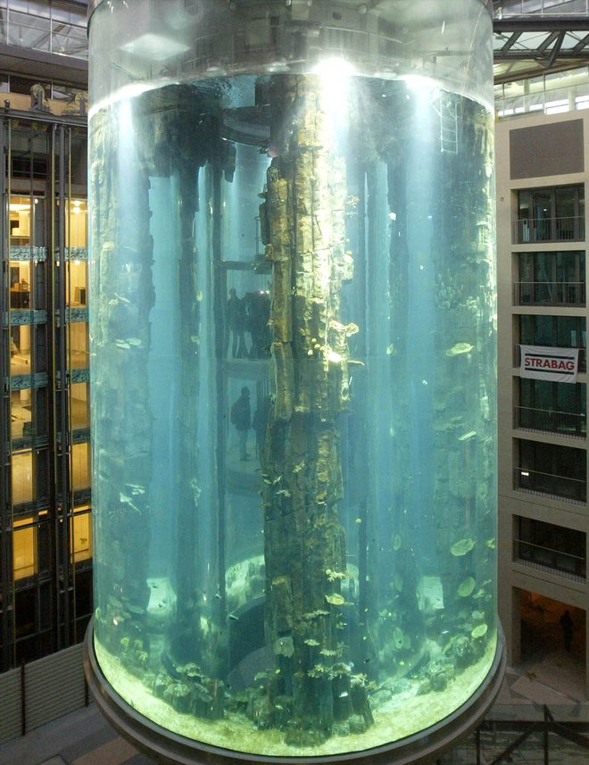 Še do včeraj je bil to največji prostostoječi akvarij cilindrične oblike. FOTO: Fabrizio Bensch/REUTERS
