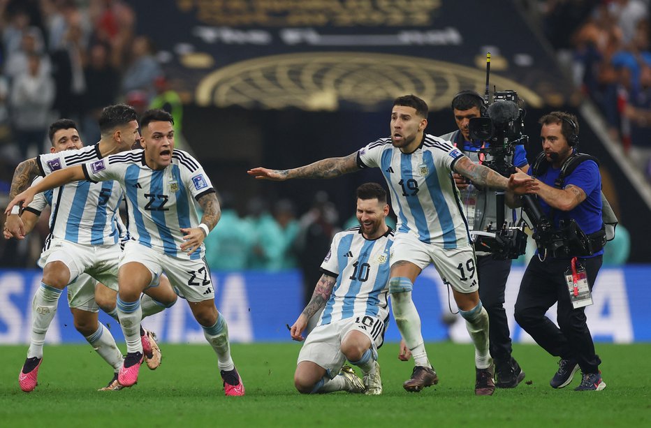 Fotografija: Lionel Messi, Nicolas Otamendi, Lautaro Martinez. FOTO: Kai Pfaffenbach, Reuters
