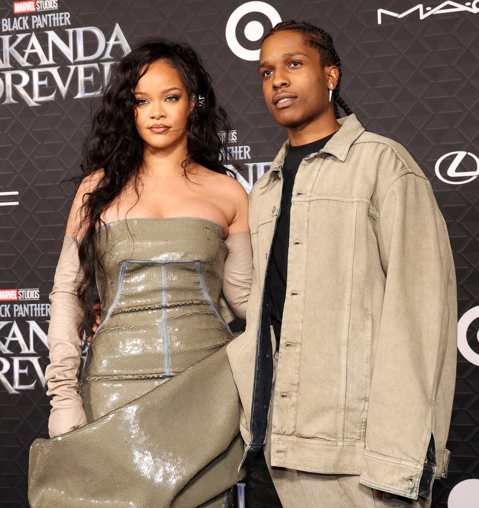 Fotografija: Rihanna in A$AP Rocky na premieri Črnega panterja 2. FOTO: Mario Anzuoni/Reuters
