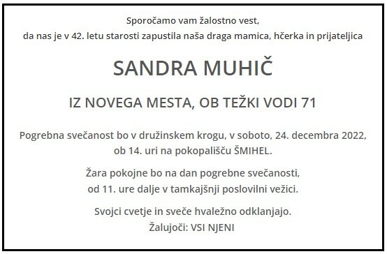 Sandro Muhič bodo pokopali v soboto. FOTO: Komunala NM
