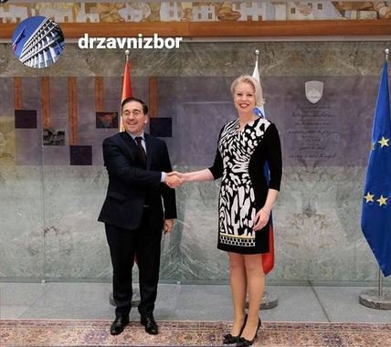 Predsednica DZ je sprejela zunanjega ministra Španije Joseja Manuela Albaresa. FOTO: Zaslonski posnetek, Instagram
