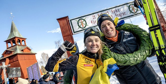 Letošnja zmagovalca Emil Persson in Emilie Fleten. FOTO: Vasaloppet.se
