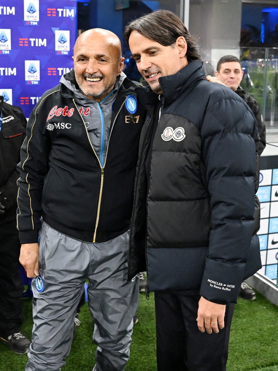Fotografija: Luciano Spalletti (Napoli) in Simone Inzaghi (Inter) sta dva od štirih italijanskih trenerjev v četrtfinalu lige prvakov. FOTO: Alberto Lingria, Reuters
