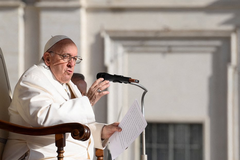 Fotografija: Papež Frančišek. FOTO: Vatican Media Via Reuters