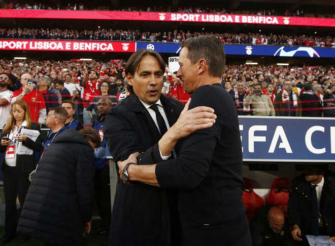 Simone Inzaghi je v Lizboni ukanil Rogerja Schmidta. FOTO: Pedro Nunes/Reuters