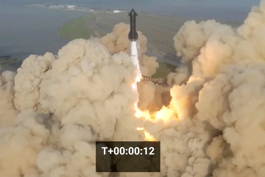 Fotografija: Izstrelitev rakete Starship. FOTO: Spacex Via Reuters