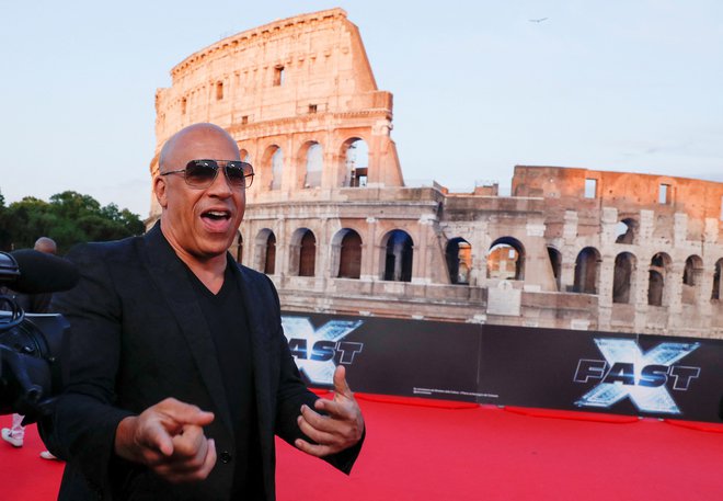 Glavni igralec in producent Vin Diesel na svetovni premieri v Rimu FOTO: Remo Casilli/Reuters