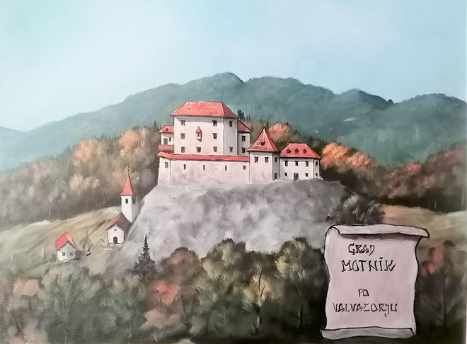Grad Motnik, naslikan po Valvasorju
