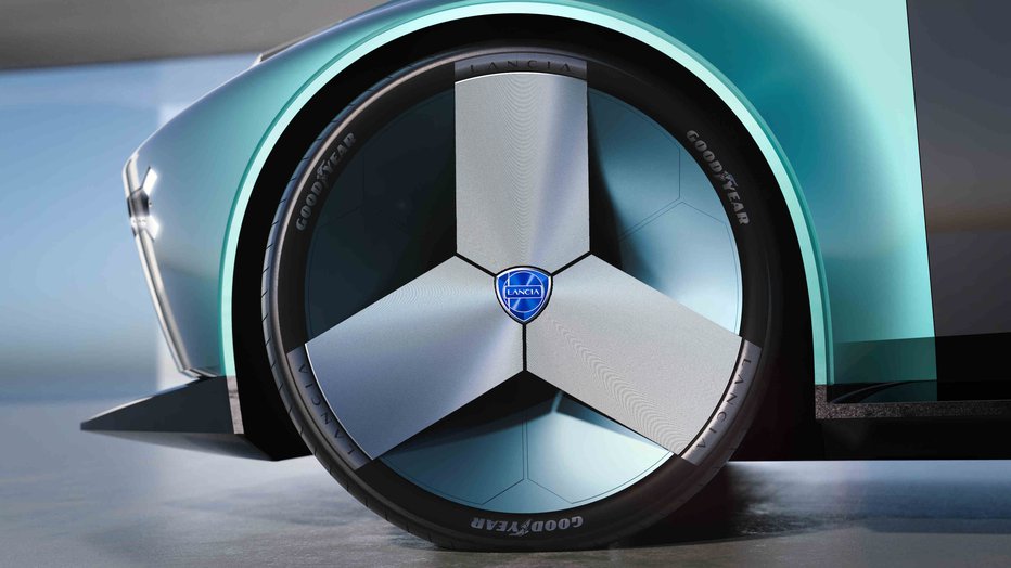 Fotografija: Rezultat sodelovanja med Goodyearom in Lancio je posebna futuristična pnevmatika. FOTO: Goodyear
