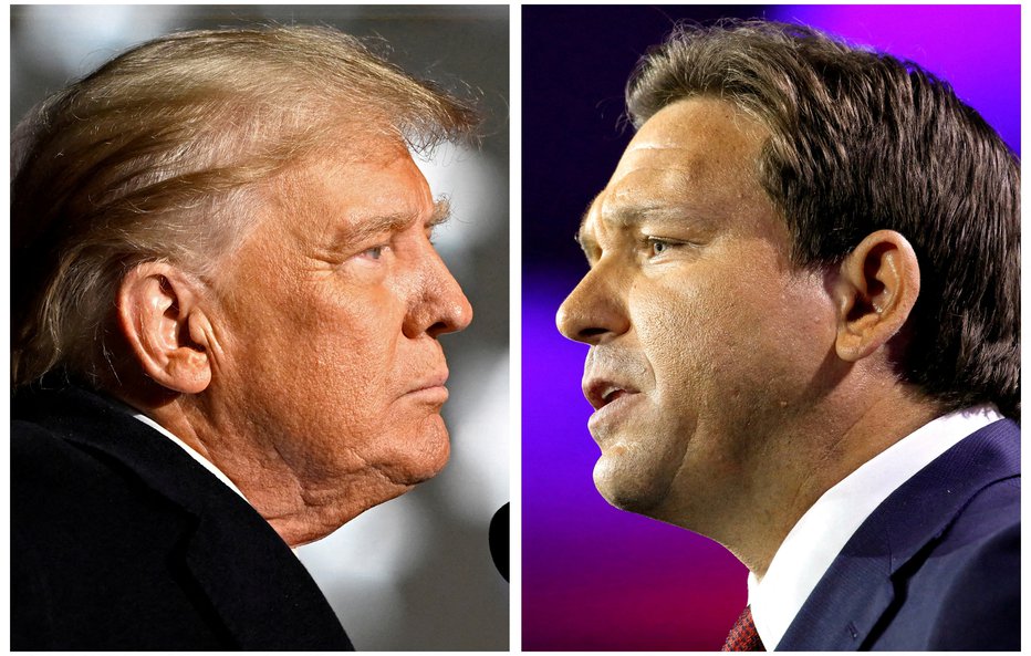 Fotografija: Donald Trump ali Ron DeSantis? Kdo bo prepričal republikanskih volivcev. FOTO: Gaelen Morse Reuters