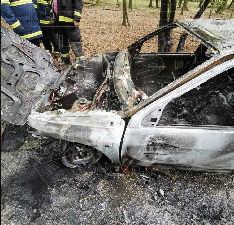 Fotografija: Avto je bil v požaru uničen. FOTO: PGD Ljutomer