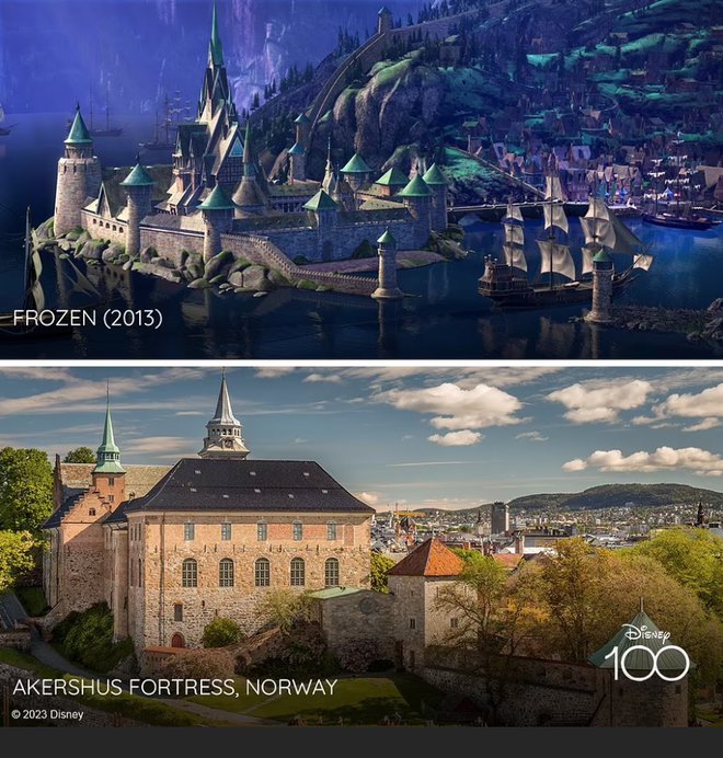 Po navdih za Elsin grad so se risarji odpravili na Norveško. FOTO: Disney