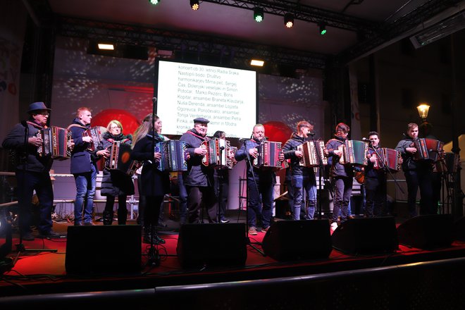 Na koncertu so zaigrali tudi harmonikarji iz Mirne Peči. FOTO: Tanja Jakše Gazvoda