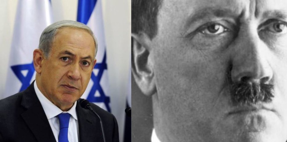 Fotografija: Benjamin Netanjahu in Adolf Hitler. FOTO: S. N.