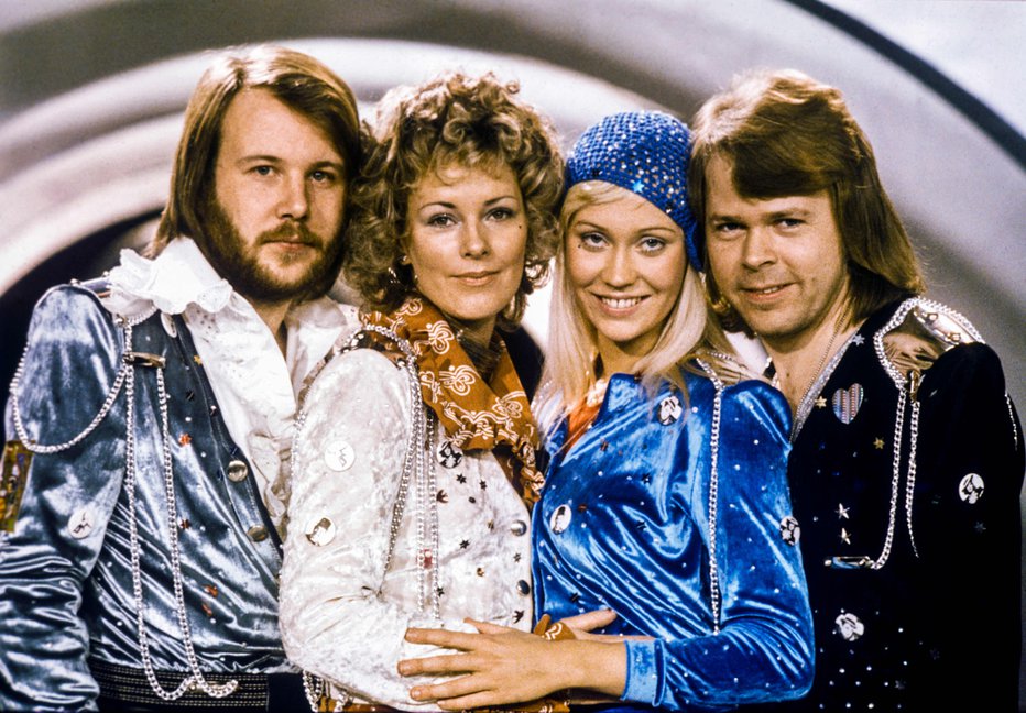 Fotografija: Zasedba Abba leta 1974: Benny Andersson, Anni-Frid Lyngstad, Agnetha Faltskog in Bjorn Ulvaeus. FOTO: Olle Lindeborg Afp