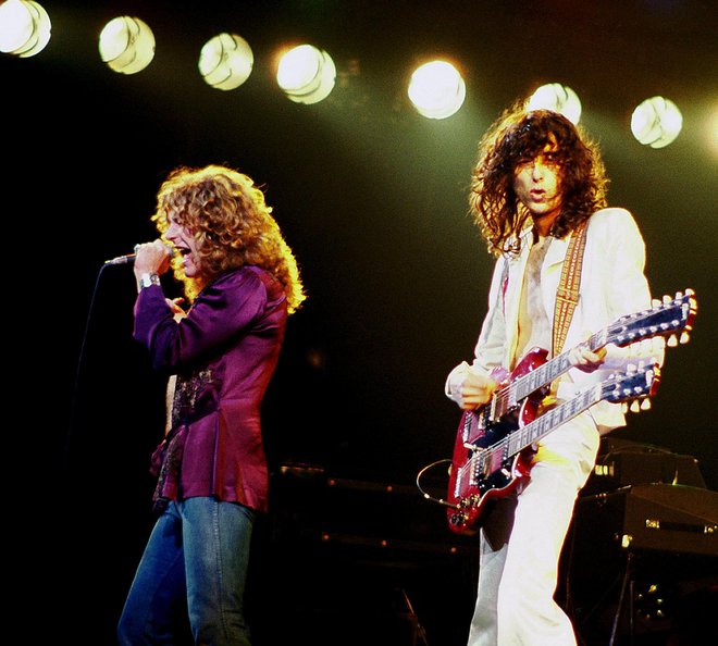 Robert Plant in Jimmy Page v divjih sedemdesetih FOTO: Jim Summaria